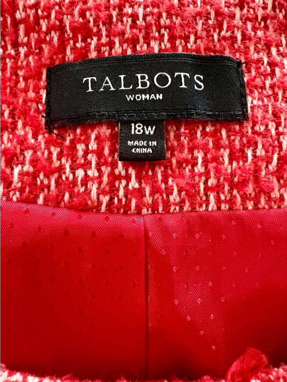 Talbots 18W Red Tweed Gold-Button Collarless Jacket - Picture 2 of 4